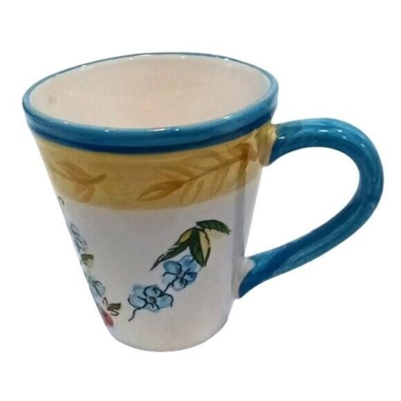 Vintage Pier 1 Imports 'Provence' Hand-painted Earthenware Coffee Mugs Set of 4 - Picture 4 of 8